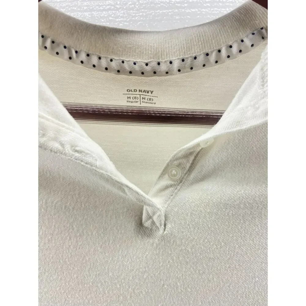 Old Navy Girls' White Short Sleeve Polo Shirt Youth Size Medium/8